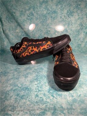 Vans Old Skool LX Black Leopard Men's Retro Low Top Skate Shoes Size 11.5